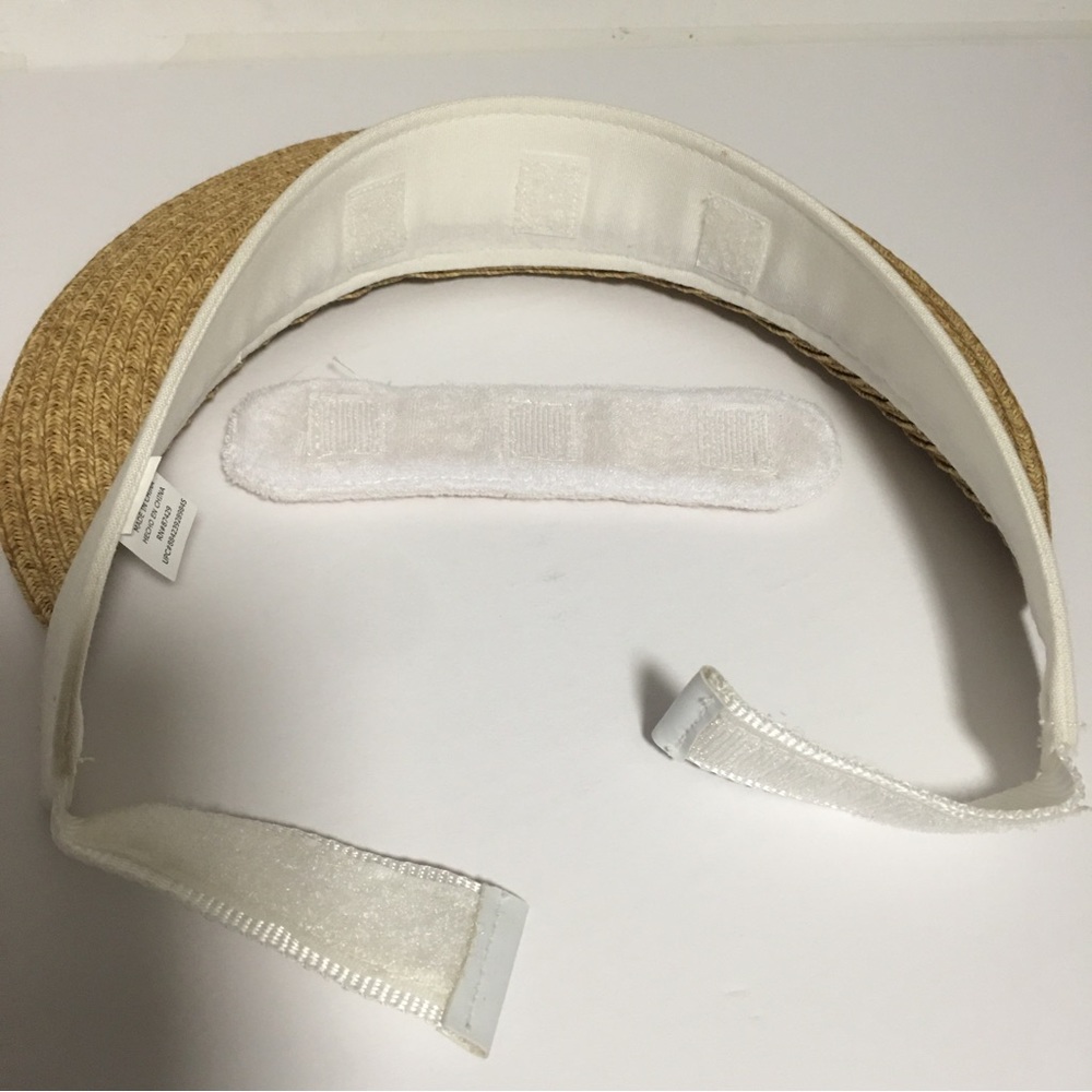 Straw Sun Visor Adjustable Hook & Loop Tale With … - image 3